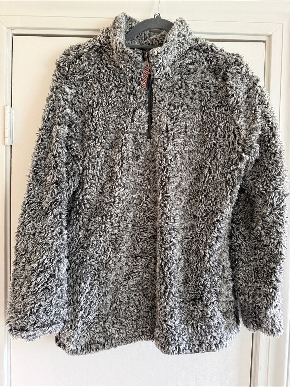 Cozy Grey Shaggy Quarter-Zip Pullover. Nice condition